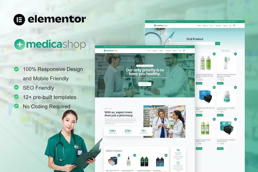 MedicaShop - Pharmacy & Medical Store Elementor Template Kit