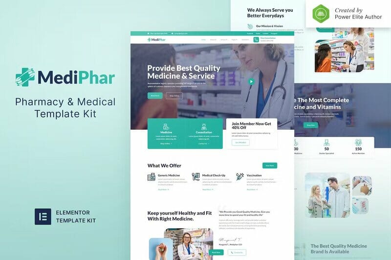 Mediphar – Pharmacy & Medical Elementor Template Kit