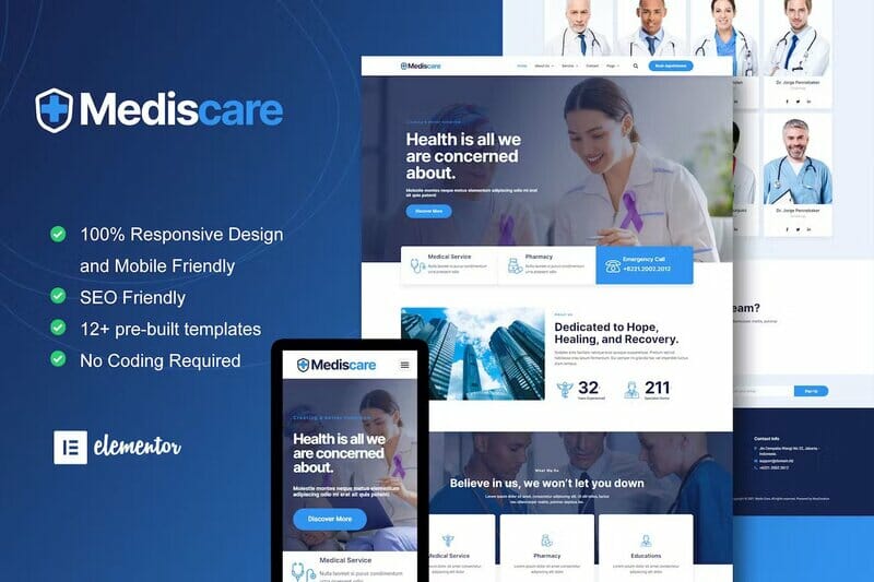 MedisCare – Medical Service Elementor Template Kit