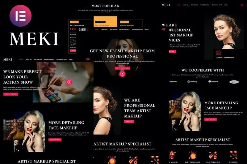 Meki – Artist Makeup Business Services Elementor Template Kit