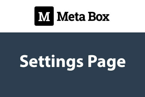 Meta Box Settings Page Extension