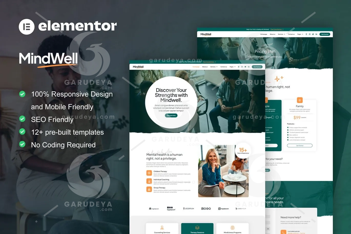 MindWell – Mental Health Care Elementor Pro Template Kit