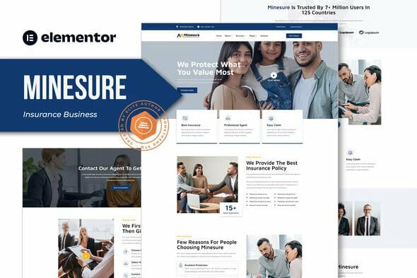 Minesure – Insurance Business Elementor Template Kit