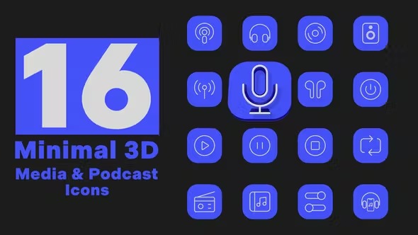 Minimal 3D – Media & Podcast Icons VideoHive 51810706