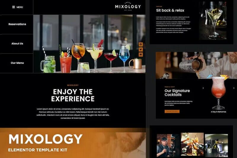 Mixology – Bar & Cocktails Elementor Template Kit