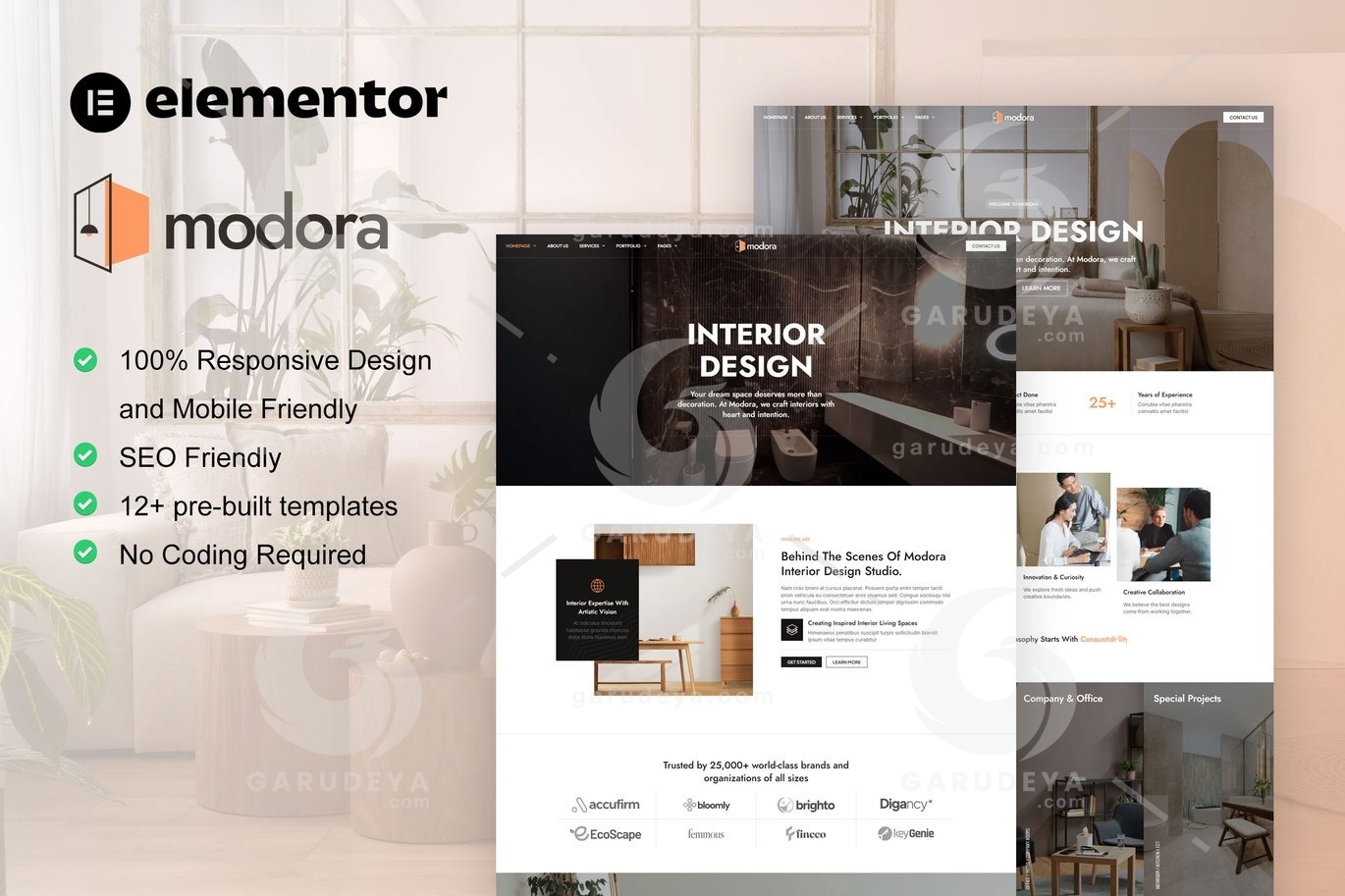 Modora – Interior Design & Architecture Service Elementor Pro Template Kit