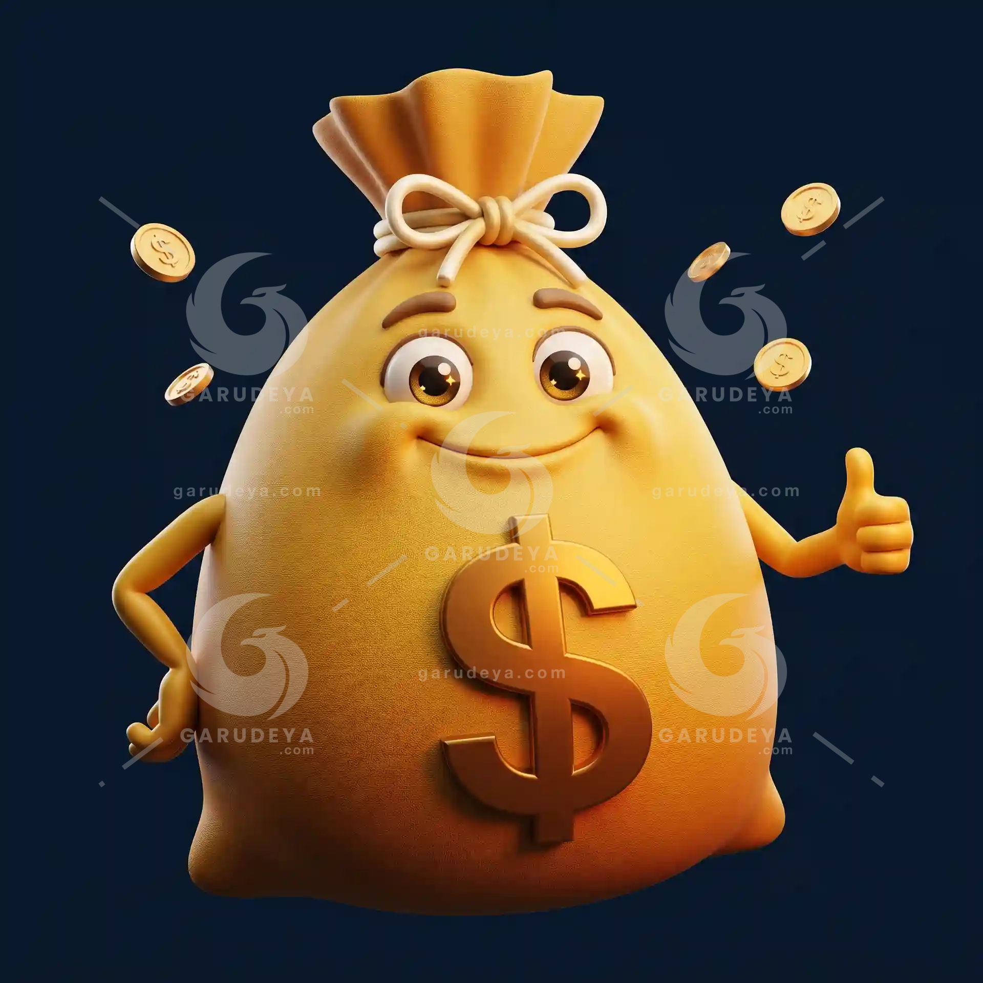 Money Bag Character 3D Finance Art