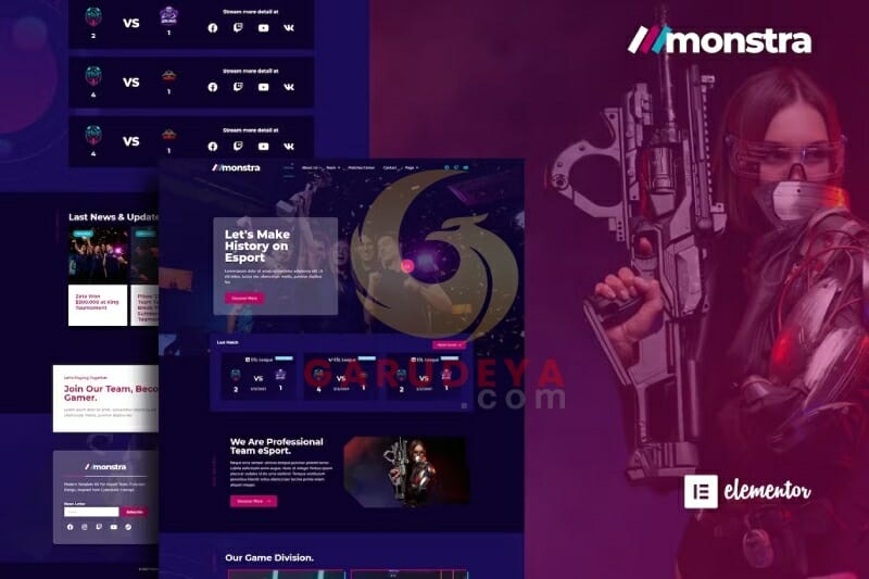 Monstra – Esports & Gaming Elementor Template Kit