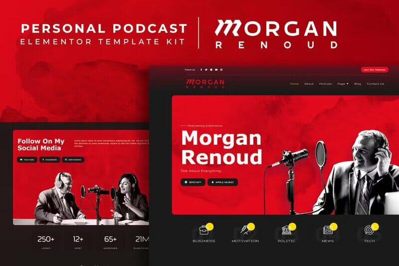 Morgan Renoud – Personal Podcast Elementor Template Kit