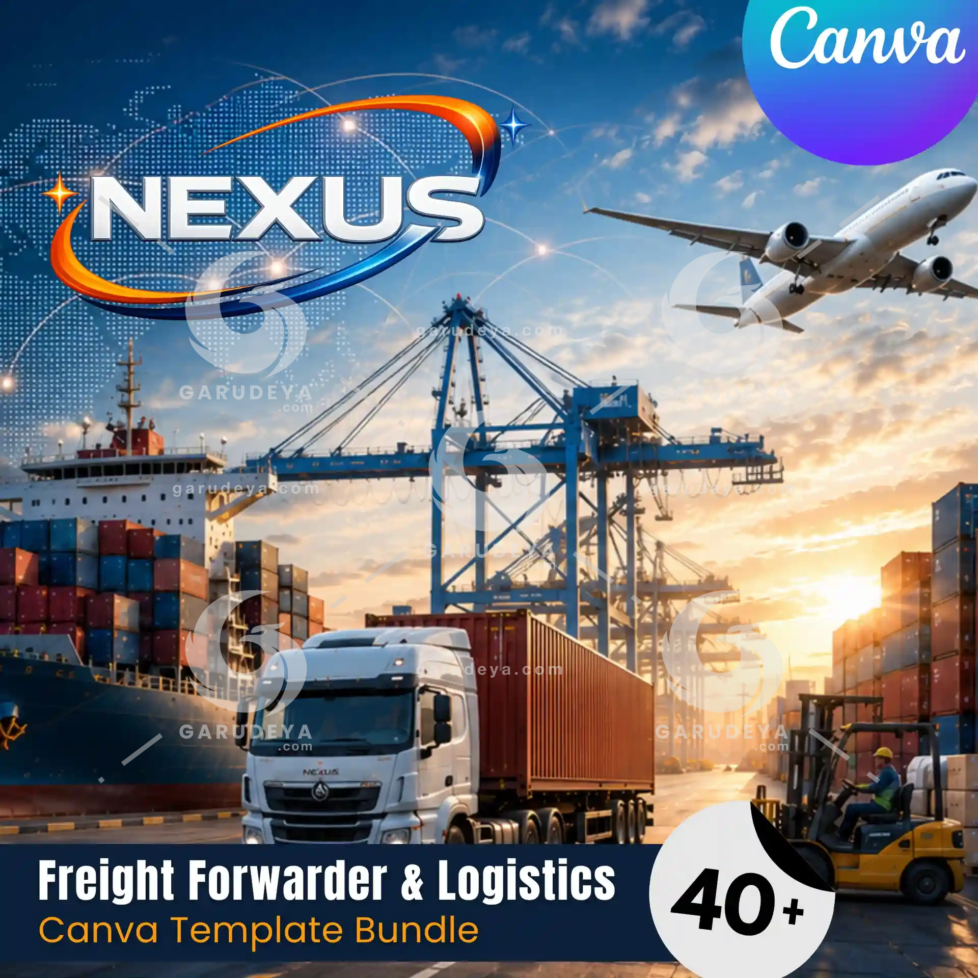 NEXUS Logistics Canva Templates | Freight Forwarder Social Media Branding Kit