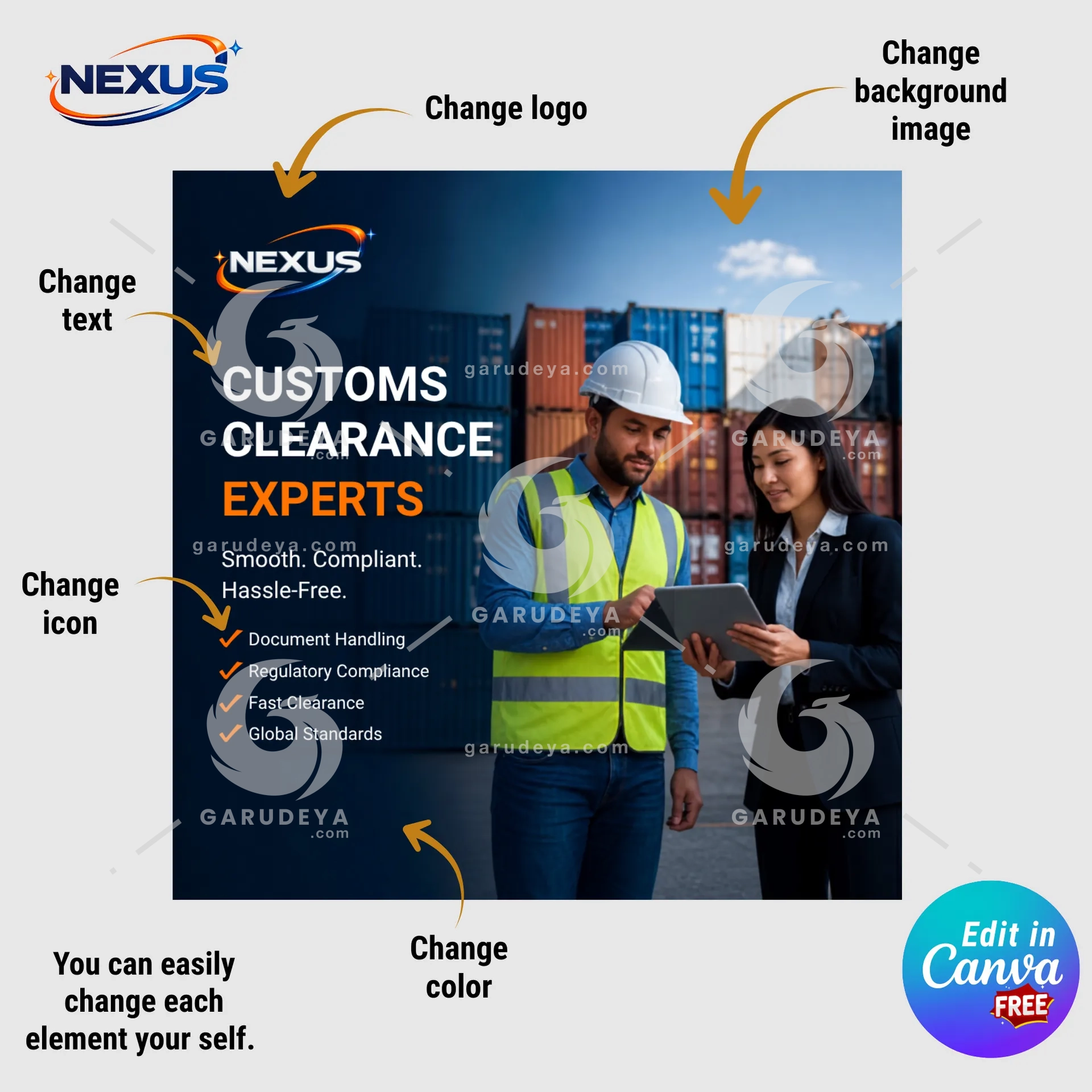 NEXUS Logistics Canva Templates | Freight Forwarder Social Media Branding Kit