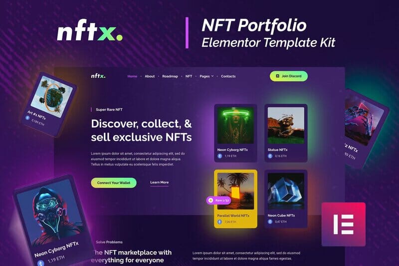 NFTx – NFT Portfolio Elementor Template Kit