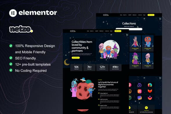 Netzo – NFT Portfolio Elementor Template Kit