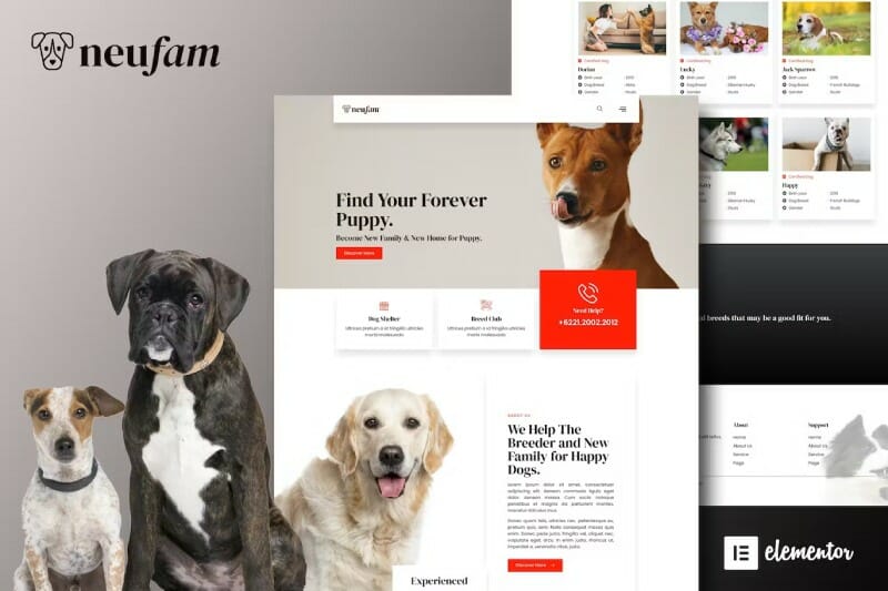 NeuFam – Dog Breeder & Kennel Club Elementor Template Kit