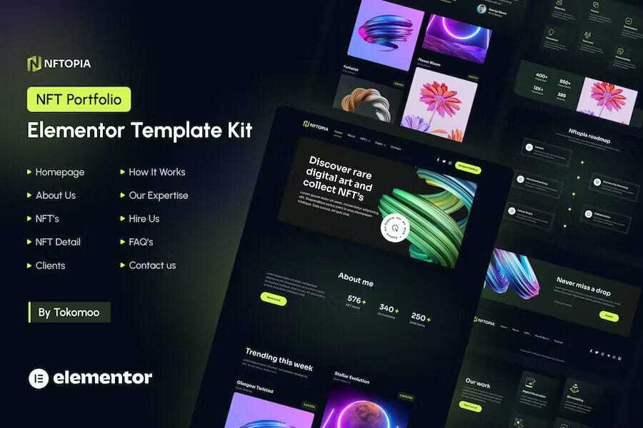 Nftopia – NFT Portfolio Elementor Pro Template Kit