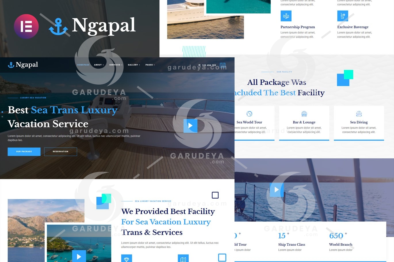 Ngapal – Sea Luxury Yatch Vacation Services Elementor Template Kit