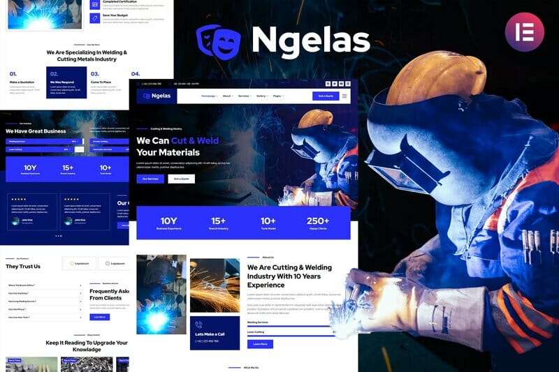 Ngelas – Welding & Cutting Services Elementor Template Kit