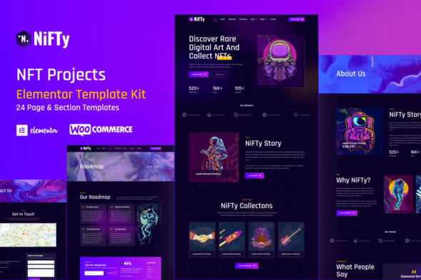 NiFTy – NFT Project & Portfolio WordPress Elementor Template Kit