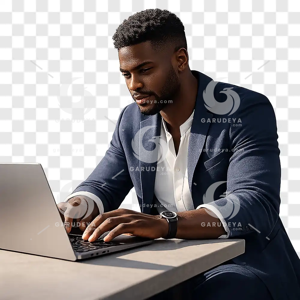 Nigerian Entrepreneur Man Laptop PNG