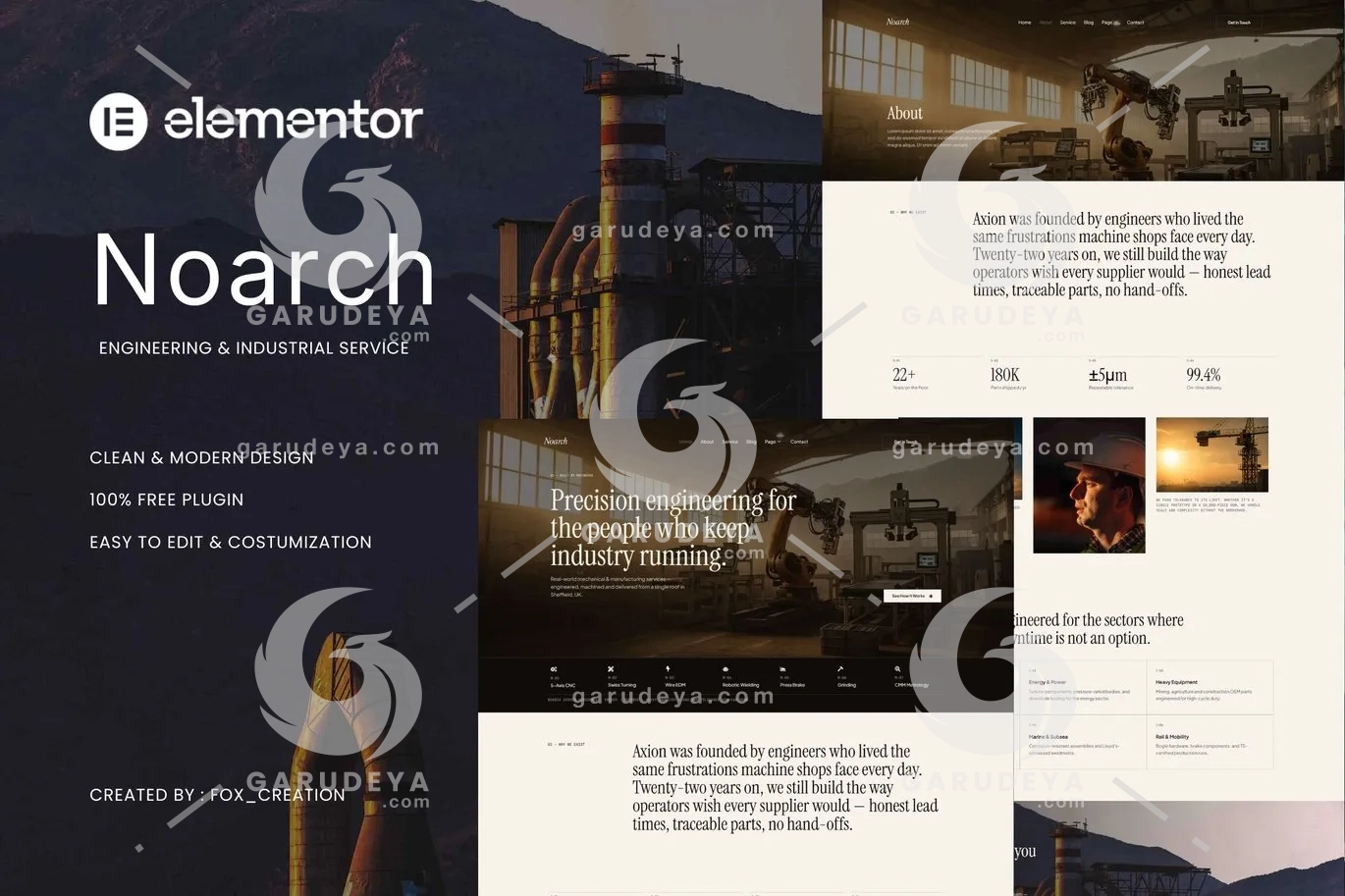 Noarch - Engineering & Industrial Service Elementor Template Kit