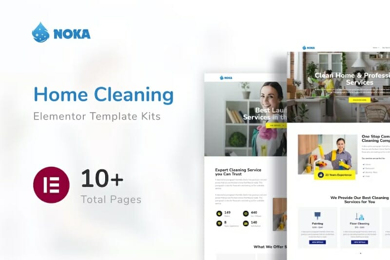 Noka – Cleaning Services Company Elementor Template Kit