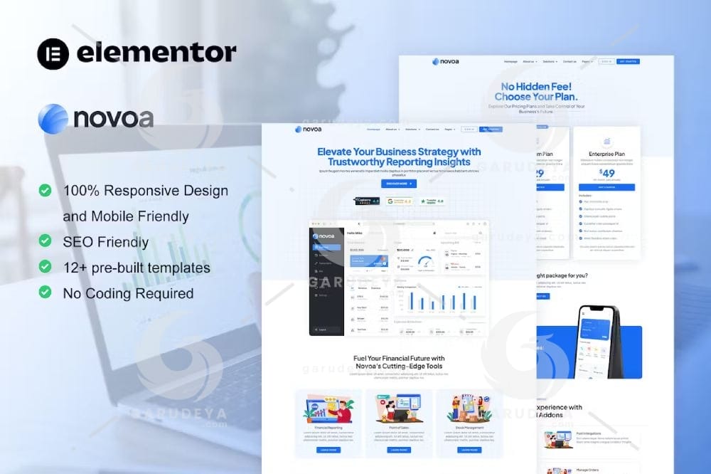 Novoa – Saas & Finance Software Service Elementor Template Kit