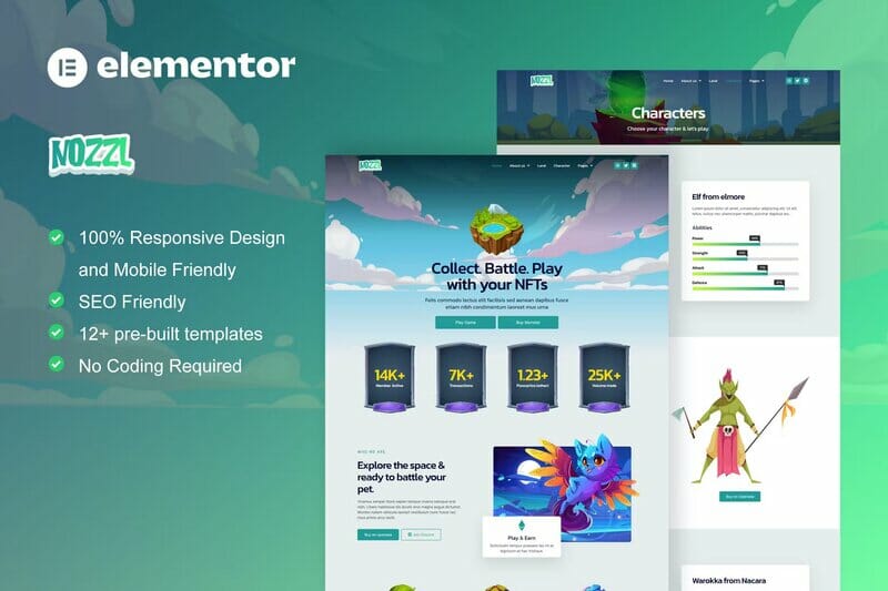 Nozzle – Game NFT Elementor Pro Template Kit