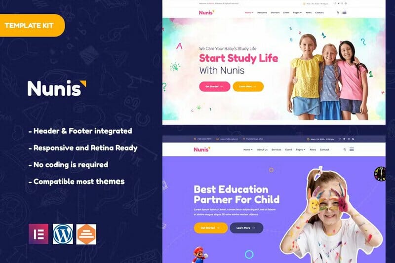 Nunis – Kindergarten Elementor Template Kit