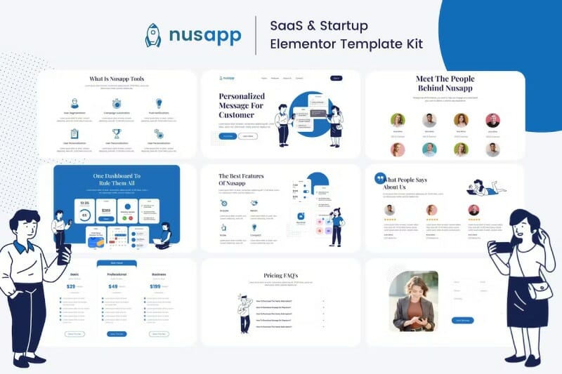 Nusapp – SaaS Startup & Business Elementor Template Kit