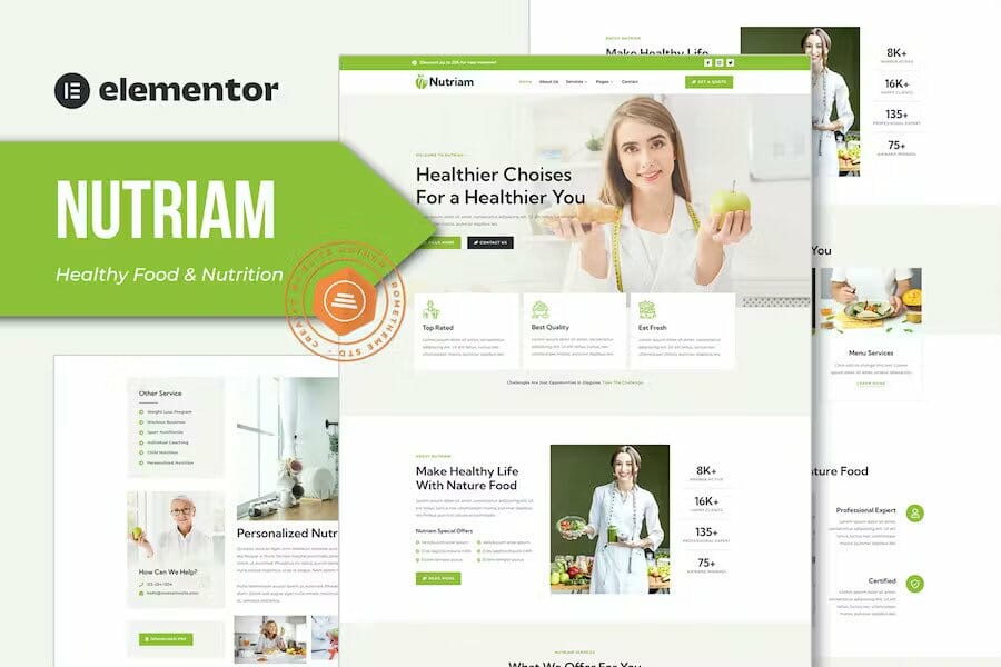 Nutriam – Healthy Food & Nutrition Service Elementor Template Kit