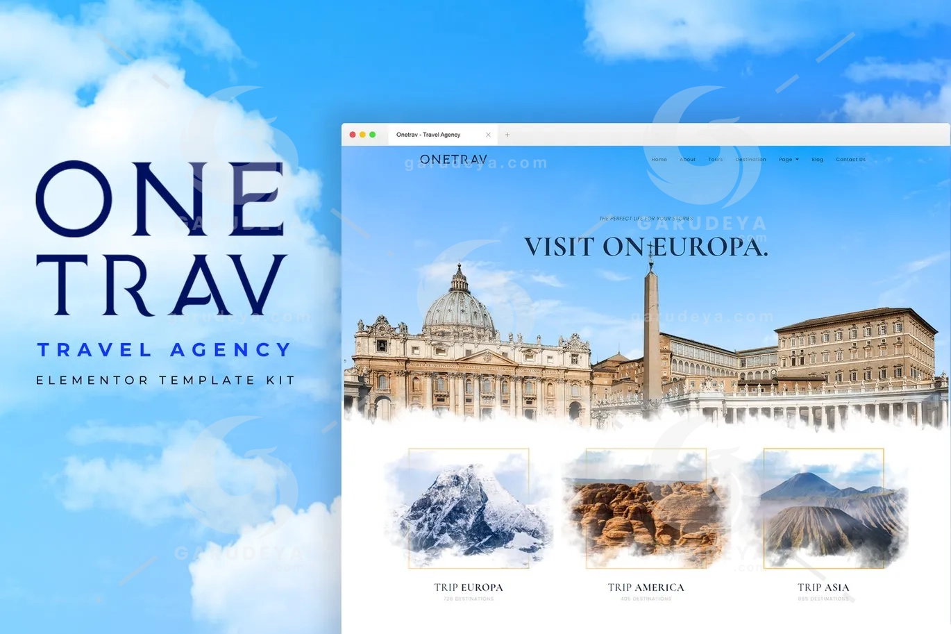 Onetrav – Travel Agency Elementor Template Kit