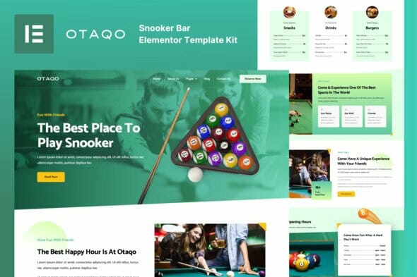Otaqo – Snooker & Pool Bar Elementor Template Kit