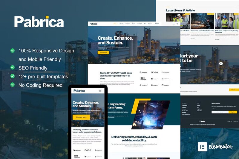 Pabrica – Engineering & Industrial Service Elementor Template Kit