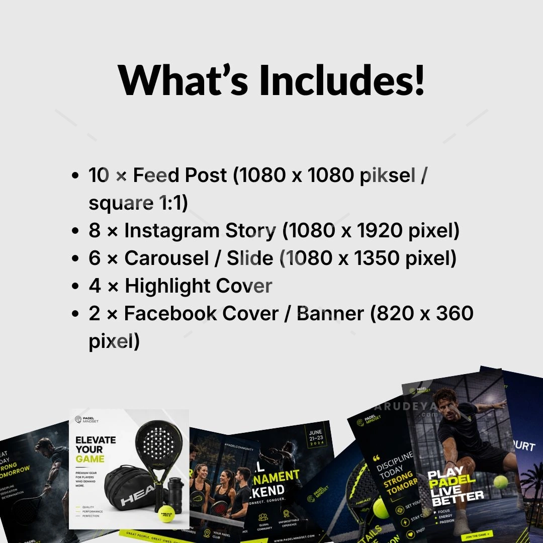 Padel Templates Canva Bundle for Sports Branding (30 Editable Canva Template)