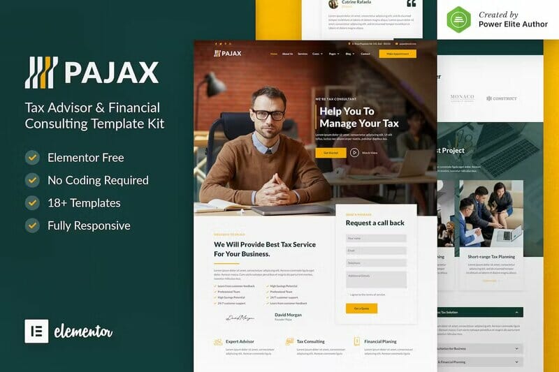 Pajax – Tax Advisor & Financial Consulting Elementor Template Kit