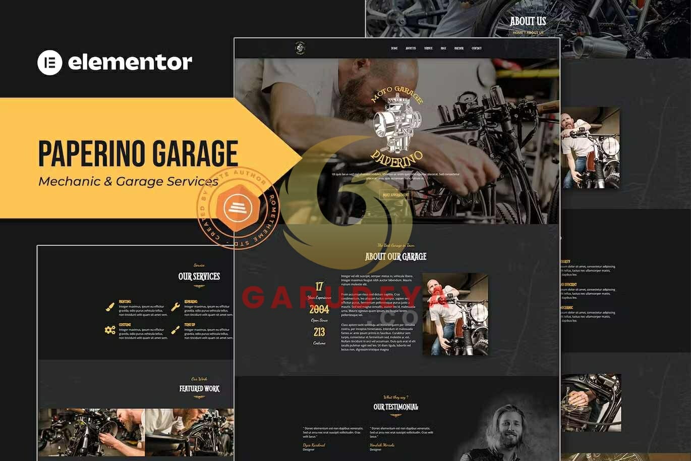 Paperino Garage - Mechanic Elementor Template Kit