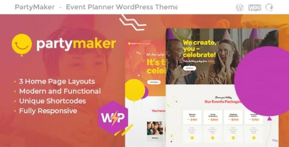 PartyMaker Event Planner & Wedding Agency WordPress Theme