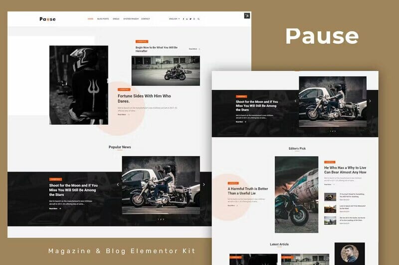 Pause – Blog & Magazine Elementor Template Kit