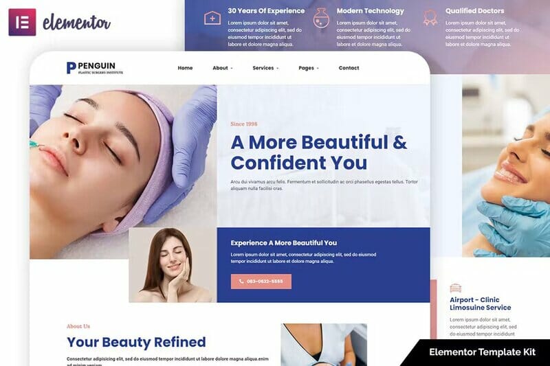 Penguin – The Perfect Template Kit for Your Plastic Surgery Website