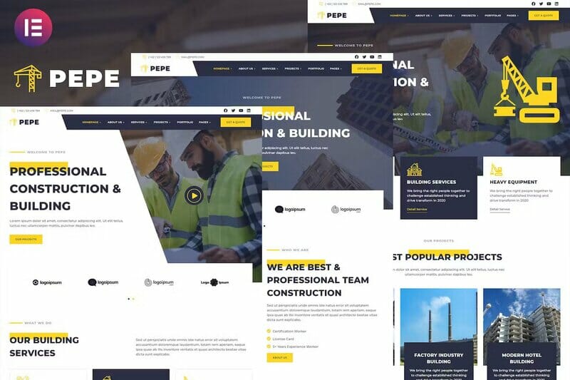 Pepe – Building & Construction Business Services Elementor Template Kit