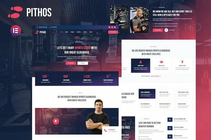 Pithos – Fitness Center & Cloubhouse Elementor Template Kit