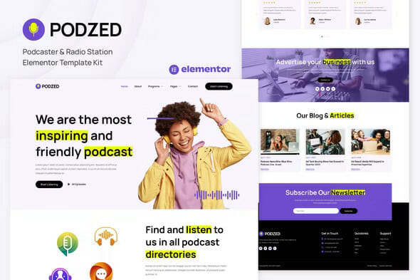 Podzed – Podcaster & Radio Station Elementor Template Kit