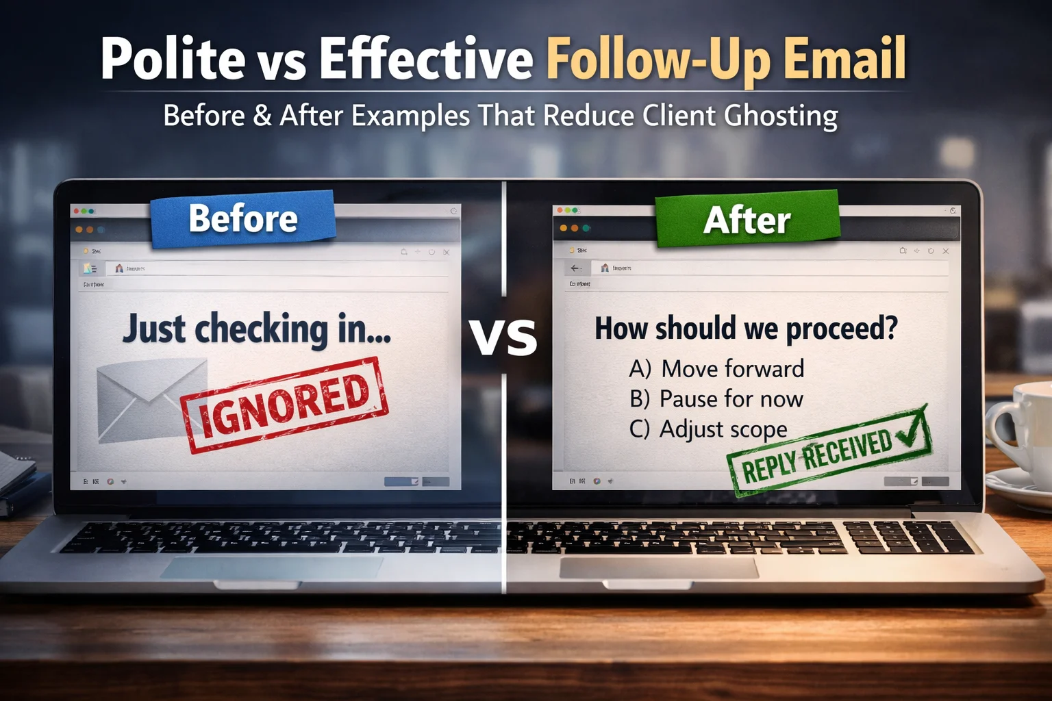 Polite vs Effective Follow-Up Email: Before & After Examples That Reduce Client Ghosting