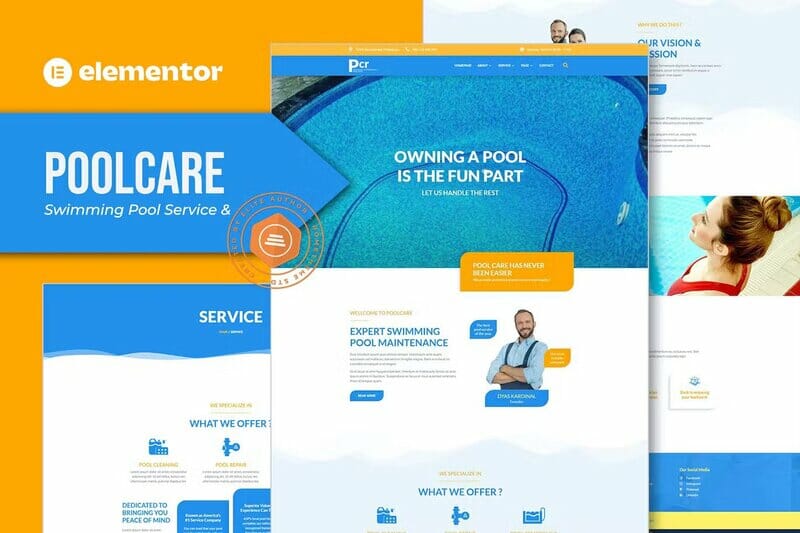 Poolcare – Swimming Pool Service & Maintenance Elementor Template Kit