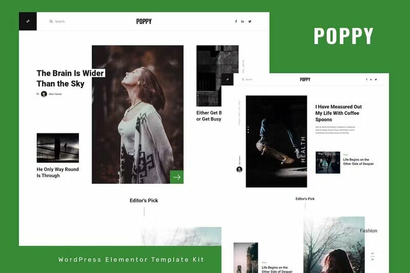 Poppy – Blog & Magazine Elementor Template Kit