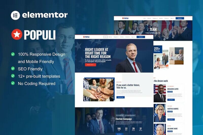 Populi – Politician Elementor Template Kit