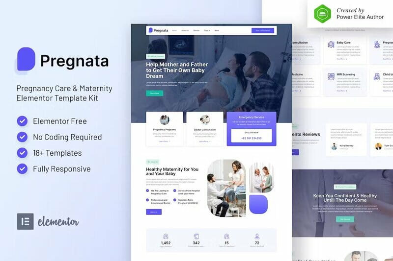 Pregnata – Pregnancy Care & Obstetrician Elementor Template Kit