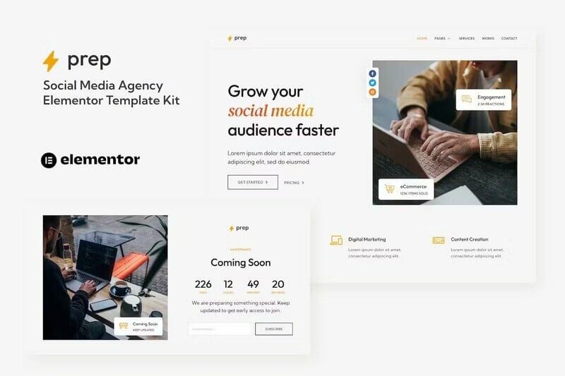 Prep – Social Media Agency Elementor Template Kit