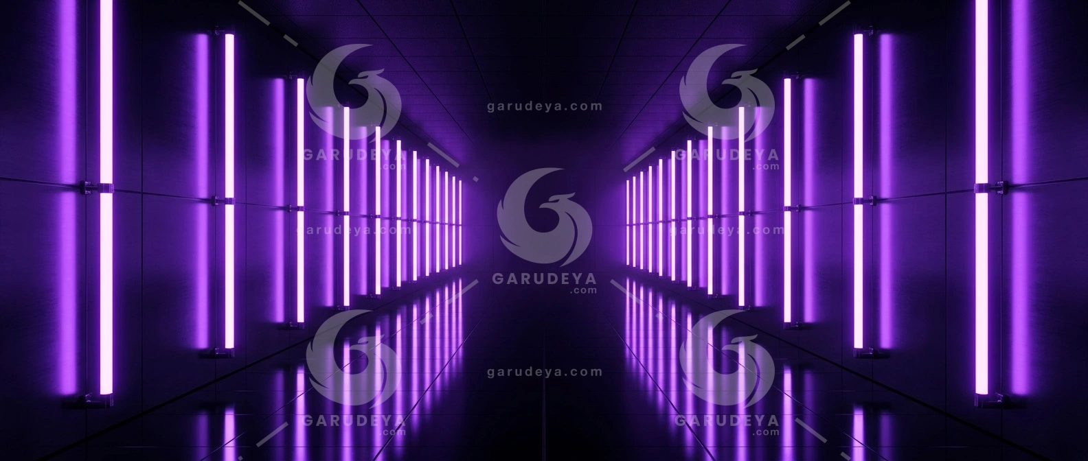 Purple Neon Sci-Fi Background Room Ultrawide