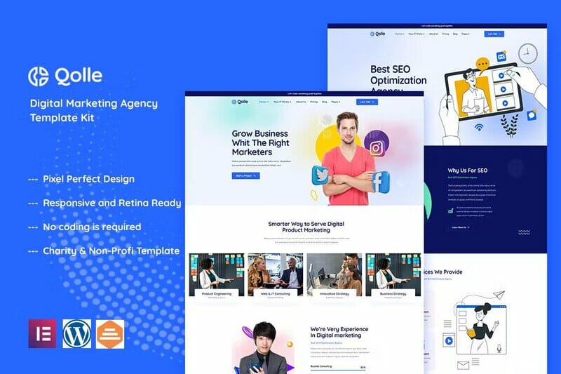 Qolle – Digital Marketing Agency Elementor Template Kit